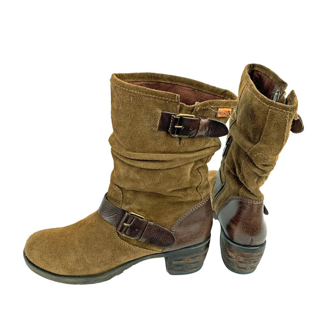 PIKOLINOS Le Mans Brown Suede Leather Slouch Mid Calf‎ Boots